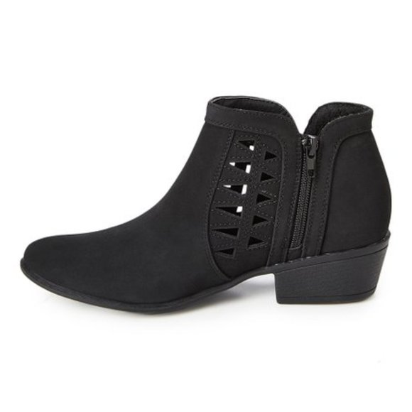 NIB KARYN'S Black Cutout Vegan Suede Black Bootie, 7.5 - Picture 1 of 3